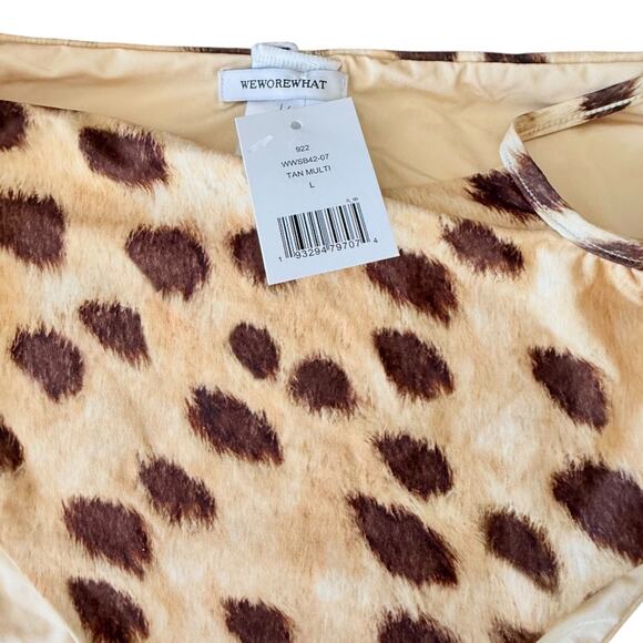 WEWOREWHAT Women's Strappy Tie Animal-Print Bikini Bottom Leopard L NWT - Picture 7 of 8